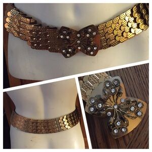 Vintage Gold Butterfly Stretch Belt